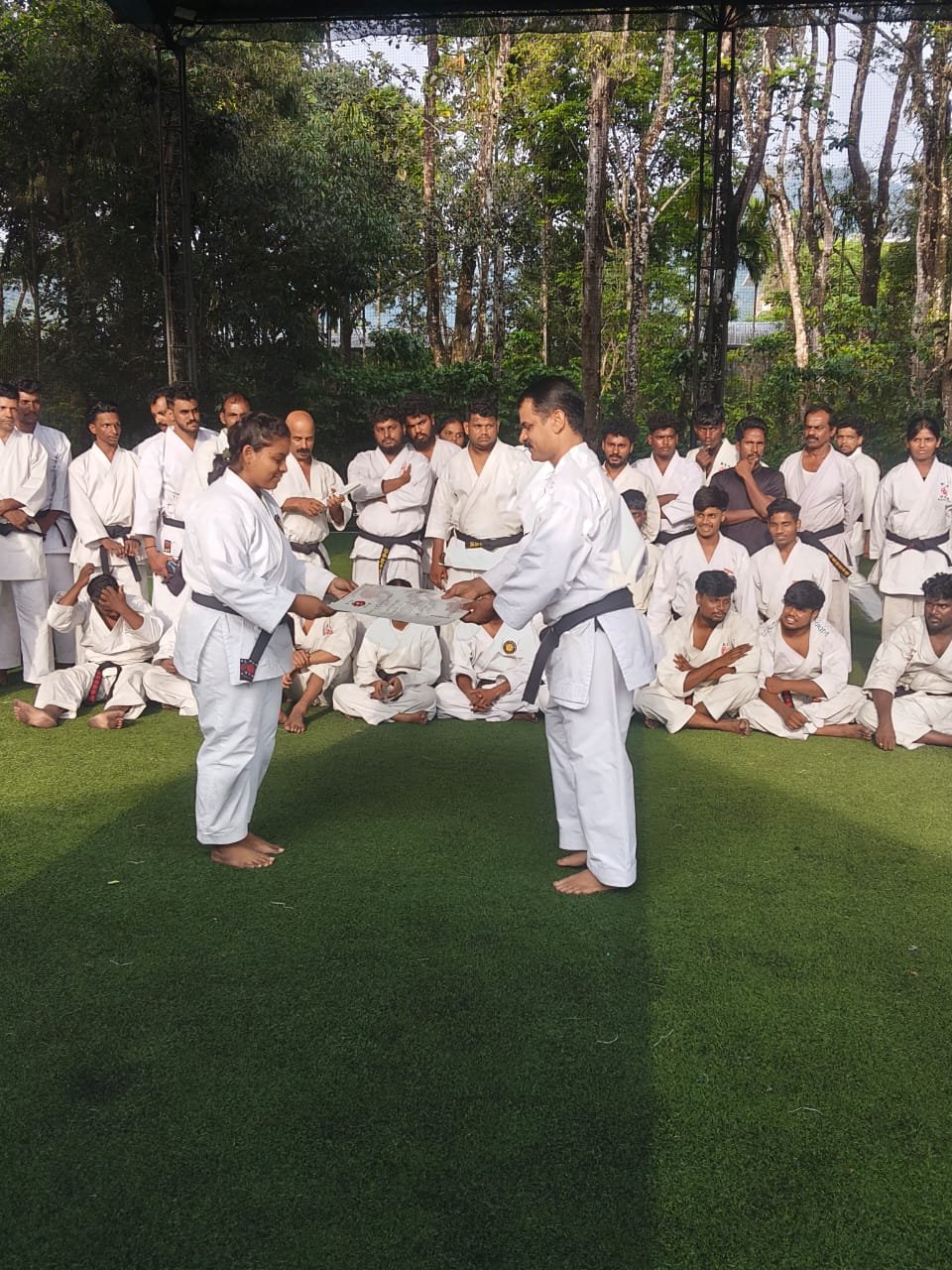 Karate sparring practice